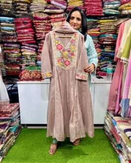 Designer Mal Chandheri A Line Embroidered Suit Set