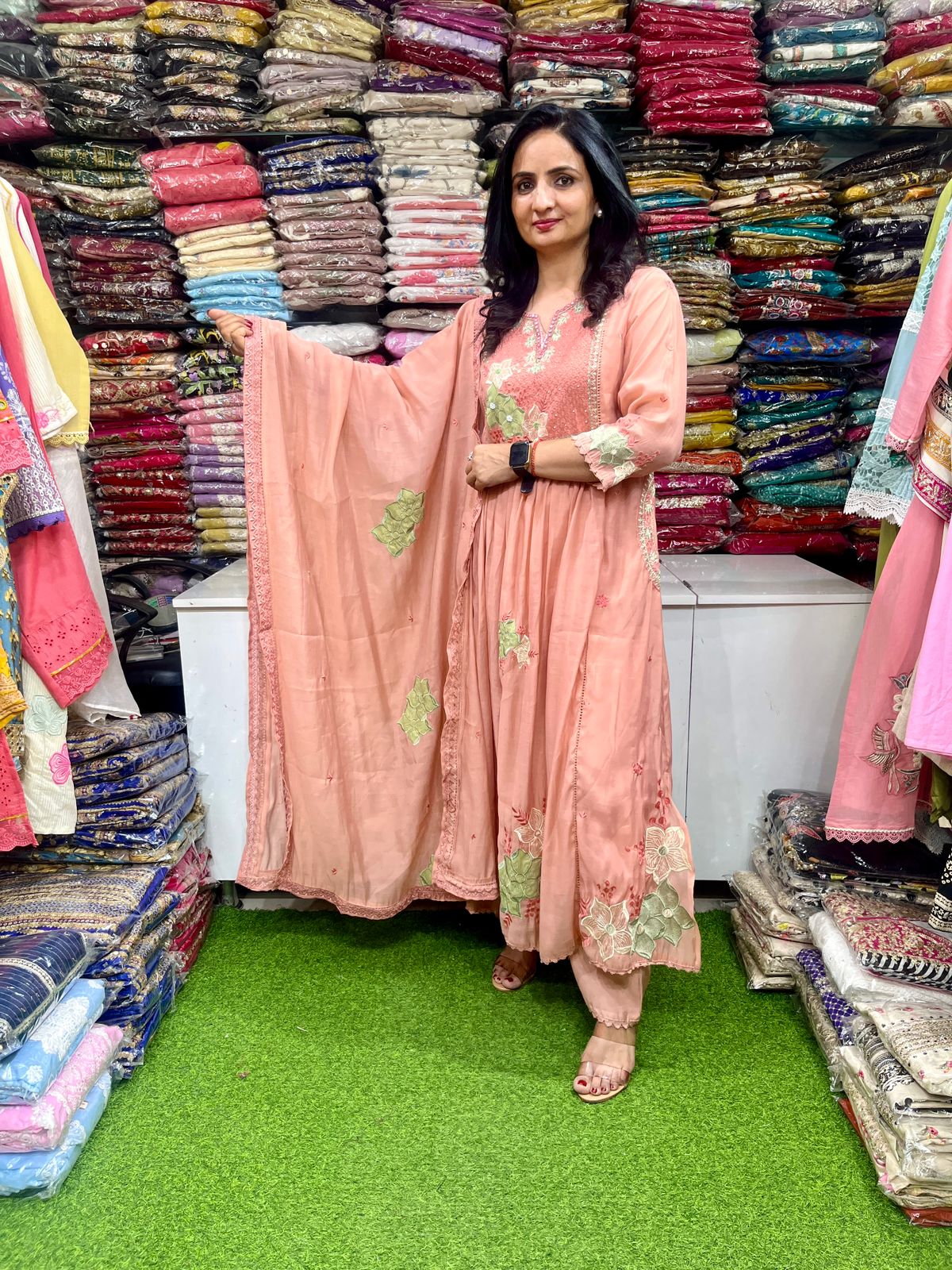 Designer Mal Chandheri Suit Set