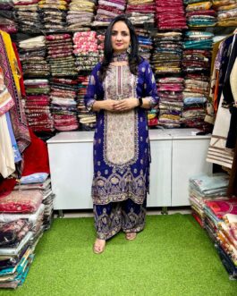 Designer Pure Crape Digital Print with Zari Embroidery Suit Set