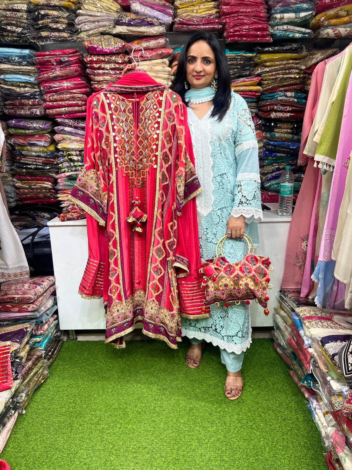 Designer Pure Crape Suit with Complimentary Purse