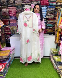 Designer Pure Mal Chanderi Anarkali Set