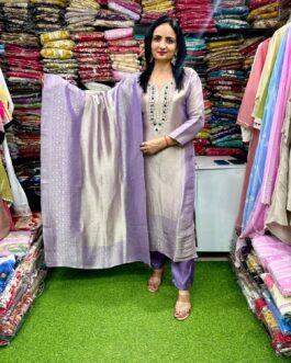 Designer Suit Set on Giraffe Tissue Fabric with Beautiful Handwork