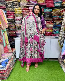 Premium Cotton Silk Pakistani Style Embroidered Suit Set