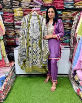 Premium Cotton Silk Pakistani Style Embroidered Suit Set