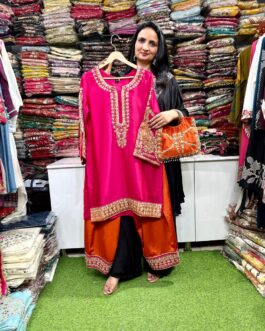 Premium Pure Crape Designer Set with Potli