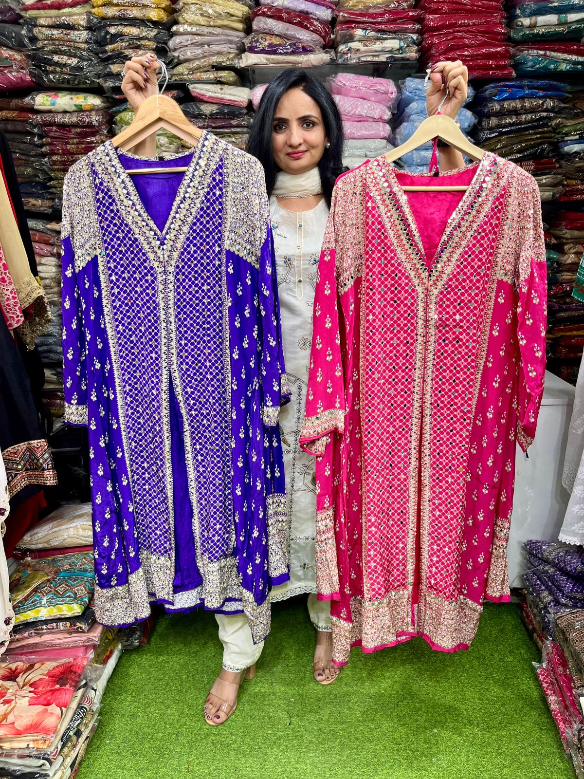 Premium Pure Crape Designer Set with Potli