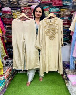 Premium Pure Crape Hand Embroidered Coord Set