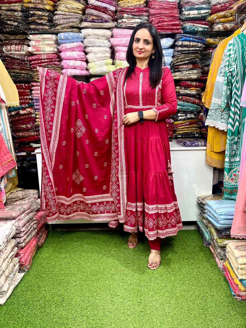 Pure Cotton Designer Anarkali Set