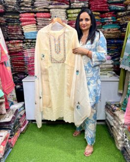 Pure Cotton Hakuba Embroidered Suit Set