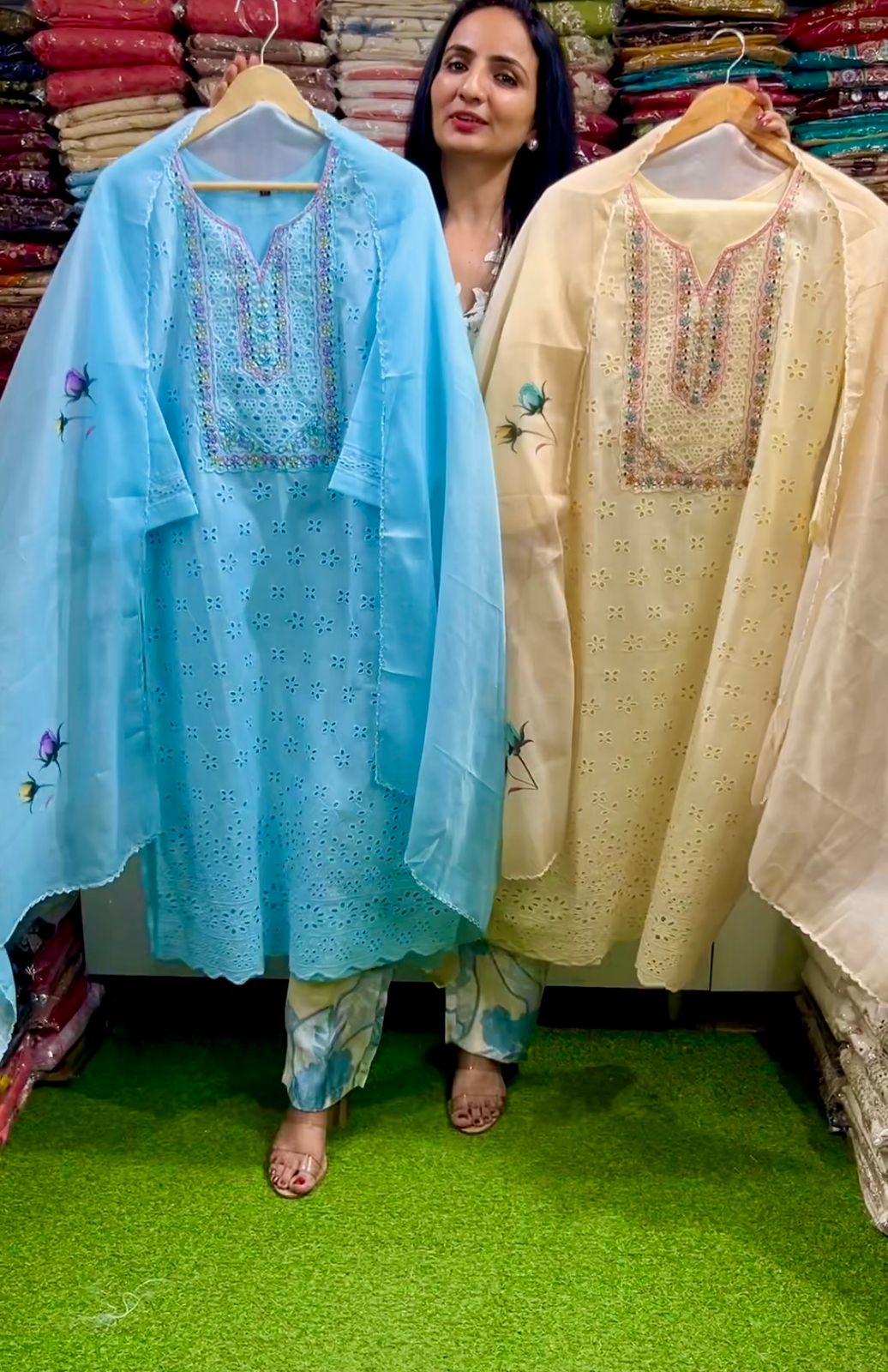 Pure Cotton Hakuba Embroidered Suit Set