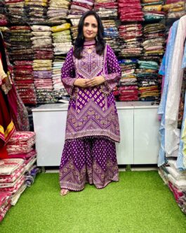 Pure Crape C Cut Sharara Suit Set