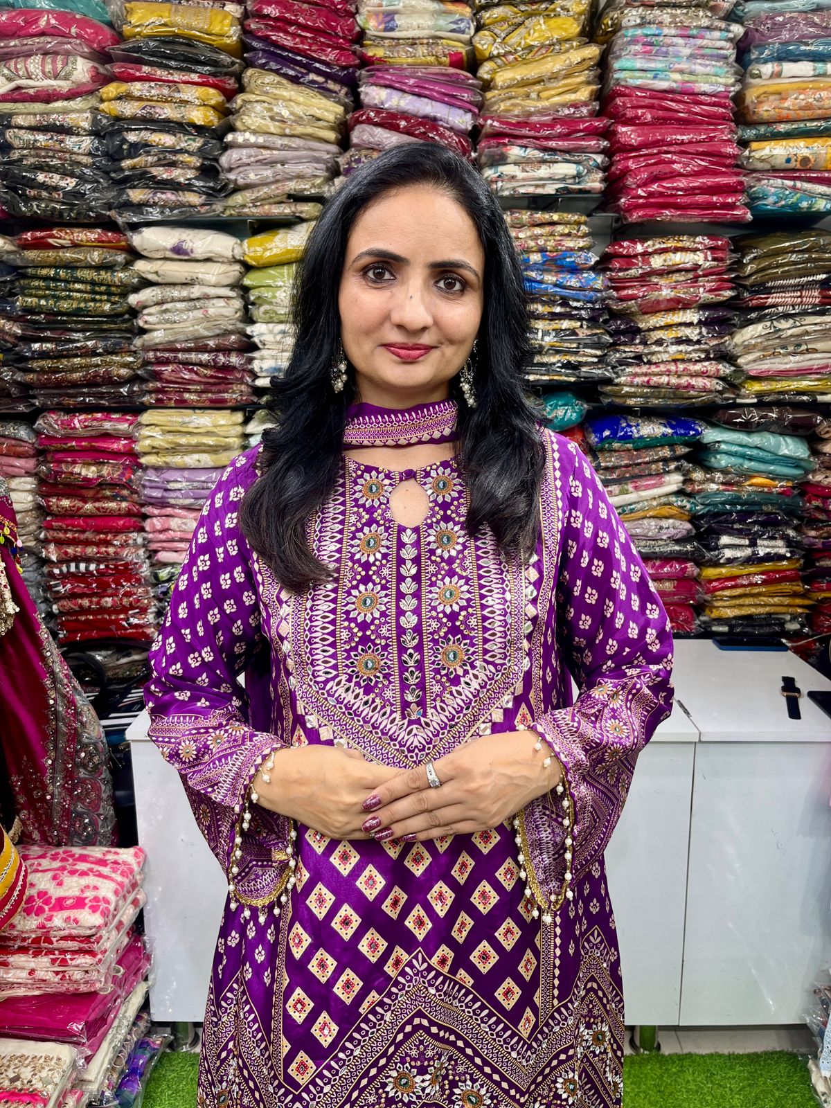 Pure Crape C Cut Sharara Suit Set - Image 3