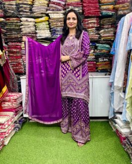 Pure Crape C Cut Sharara Suit Set