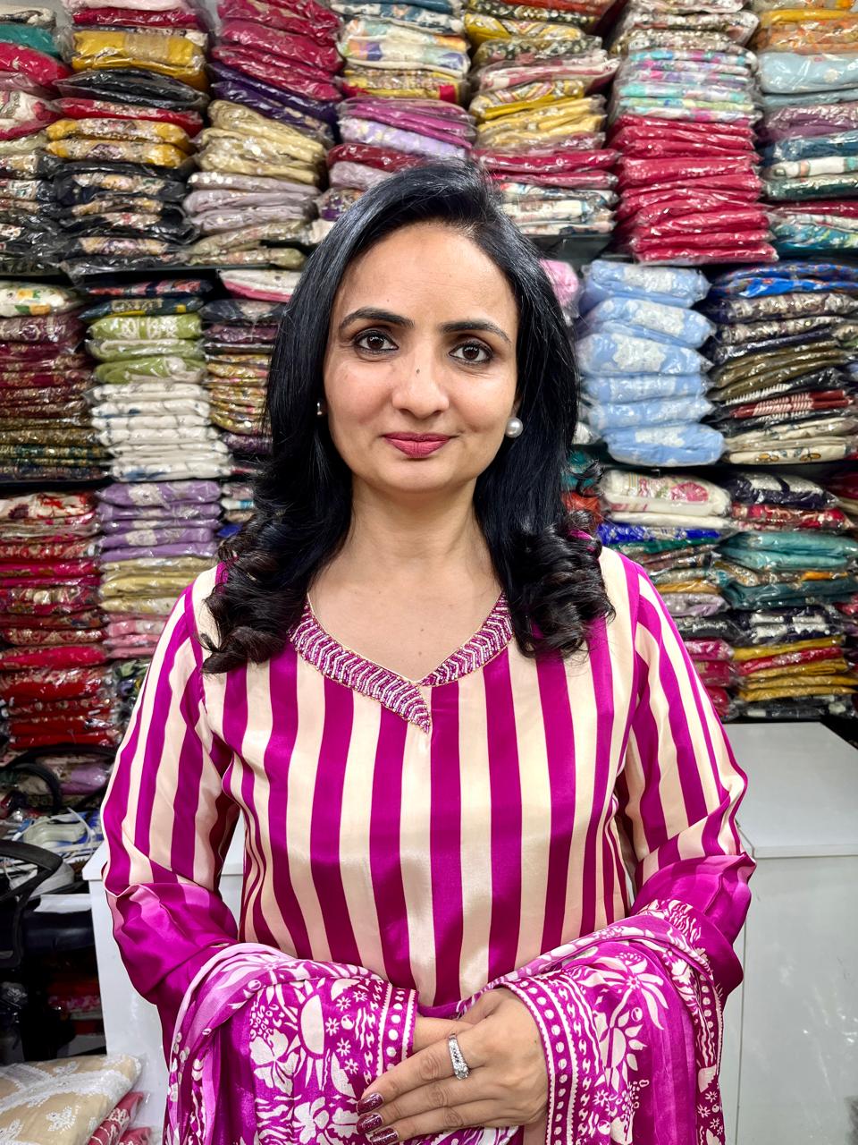 Pure Crape Designer C Cut Suit Set