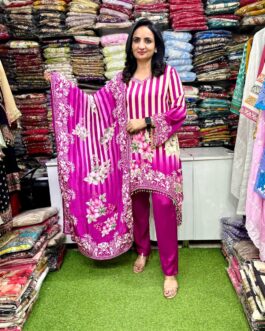 Pure Crape Designer C Cut Suit Set