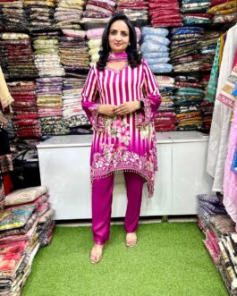 Pure Crape Designer C Cut Suit Set