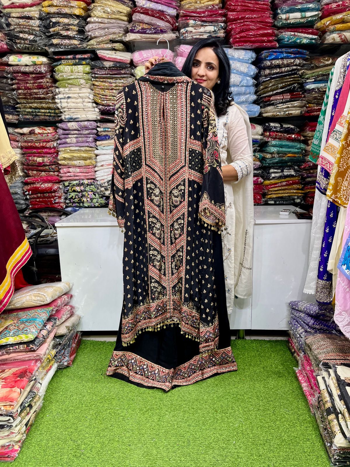 Pure Crape Designer C Cut Suit Set