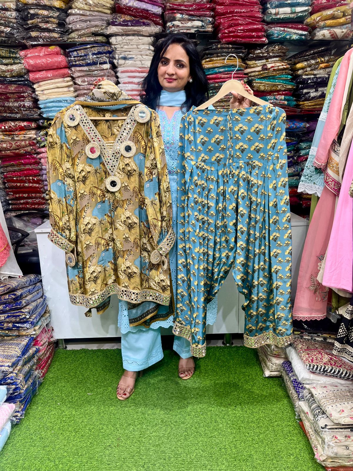 Pure Crape Designer Farshi Set