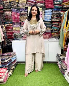 Pure Crape Designer Hand Embroidered Coord Set