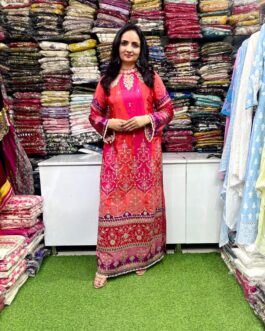 Pure Crape Designer Long Dress Set