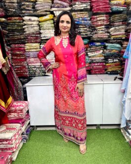 Pure Crape Designer Long Dress Set