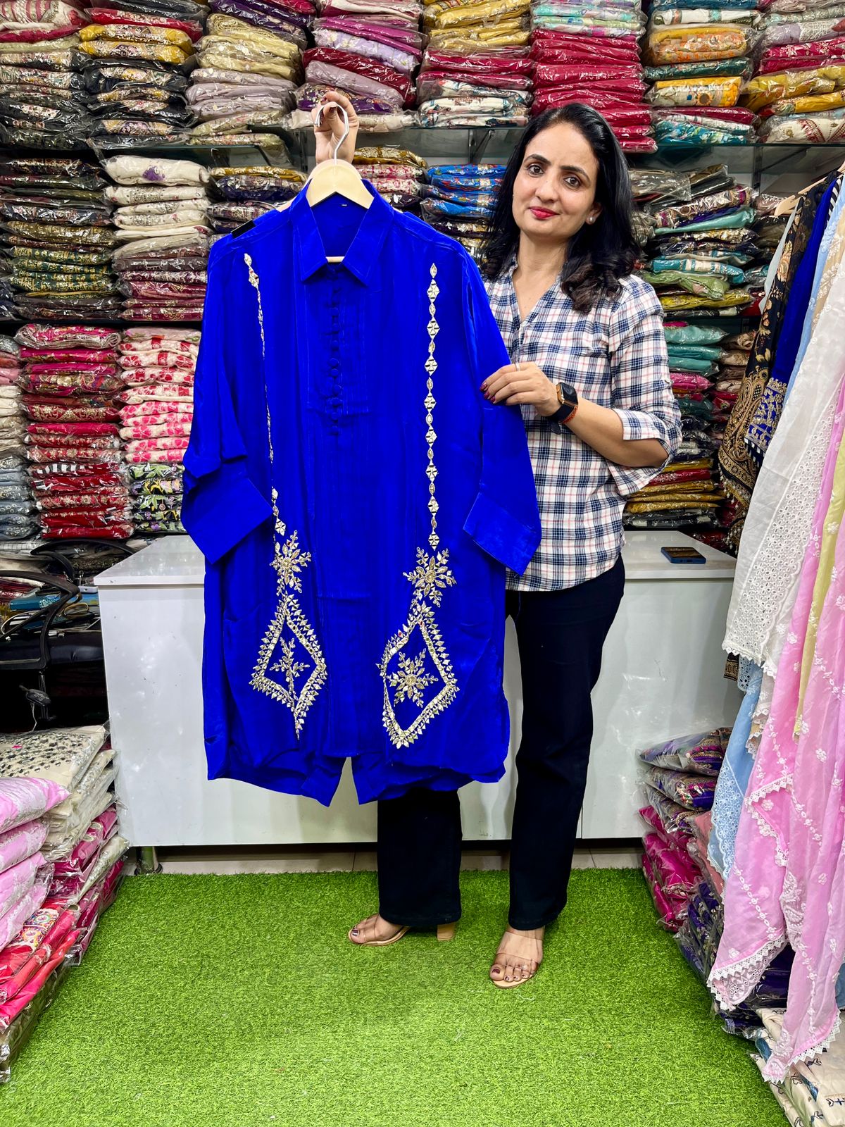 Pure Crape Hand Embroidered Coord Set