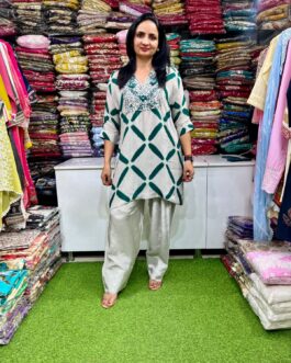 Pure Crape Hand Embroidered Coord with Farshi