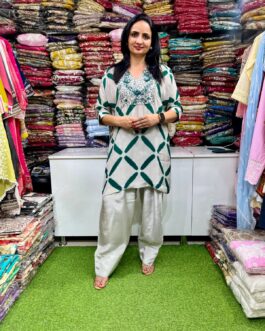Pure Crape Hand Embroidered Coord with Farshi