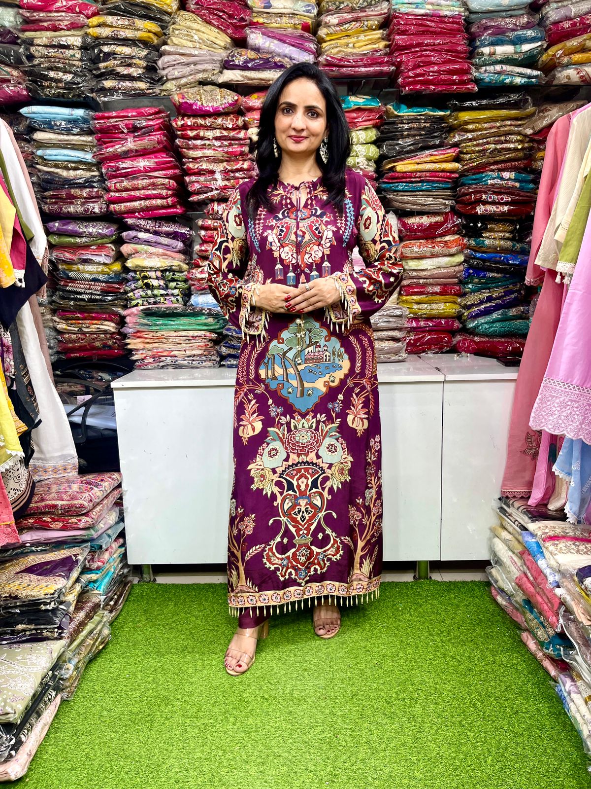 Pure Crape Long Dress Set