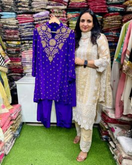 Pure Crape Party Wear Embroidered Coord Set