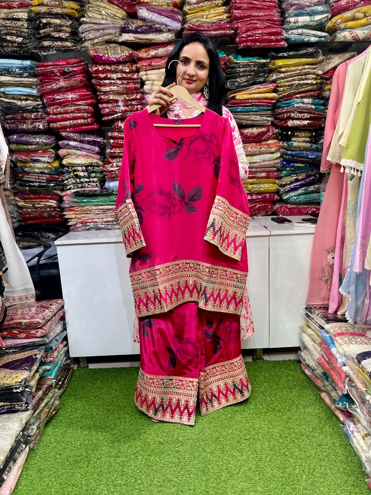 Pure Crape Zari Embroidered Coord Set