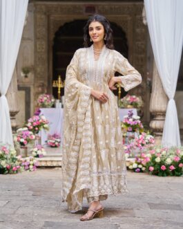 Pure Mal Cotton Chikankari Anarkali Set