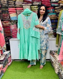 Pure Mal Cotton Designer Anarkali Set