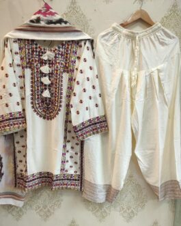 Cotton Embroidered Farshi Salwar Suit Set