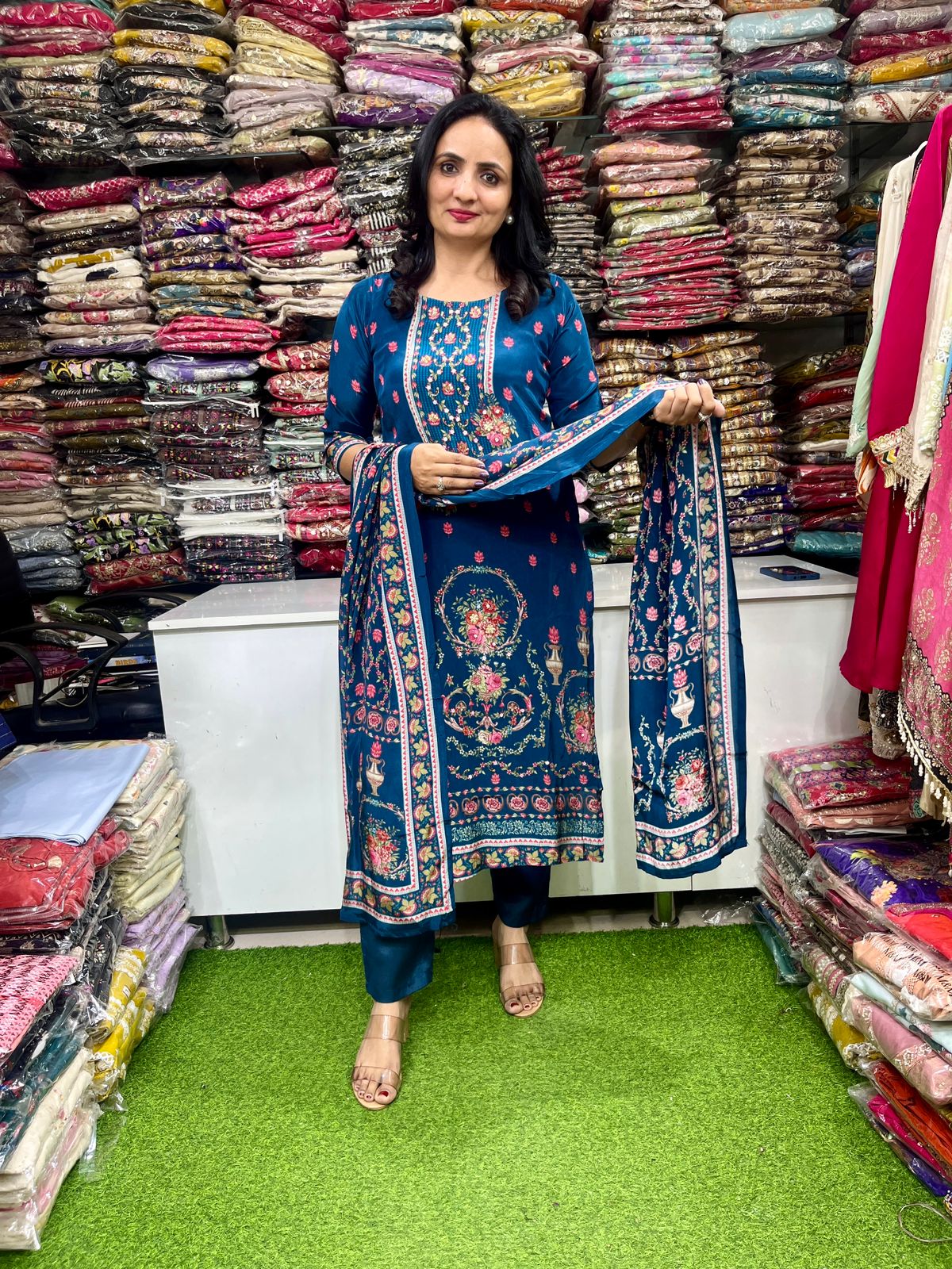 Crape Embroidered Suit Set
