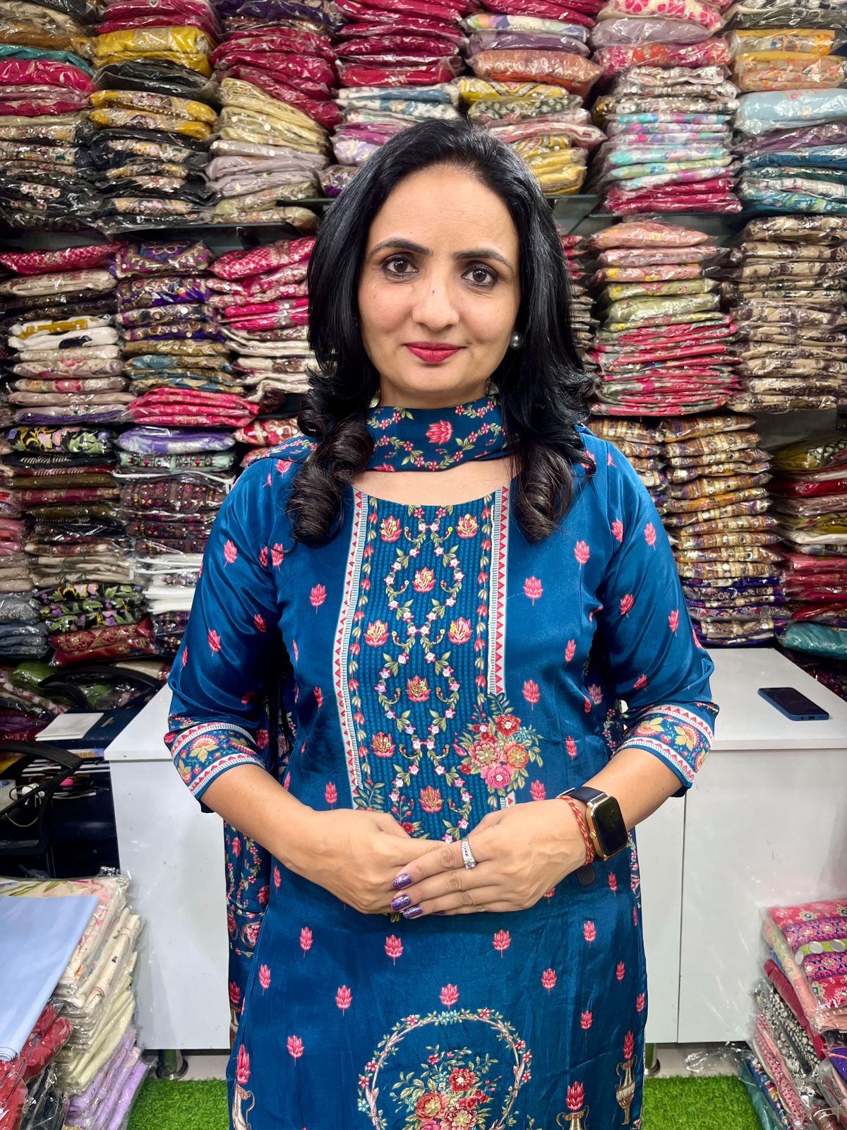 Crape Embroidered Suit Set