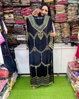 Designer Crape Phiran with Real Mirror Work