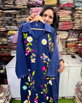 Designer Denim Embroidered Dress