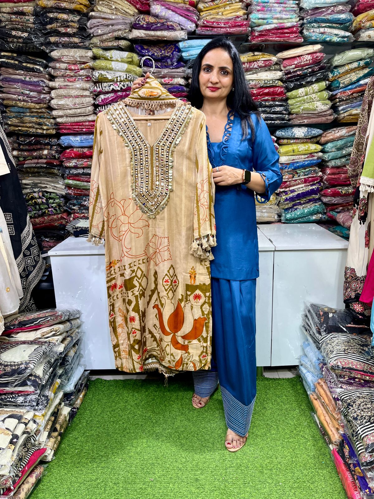 Designer Muslin Embroidered Suit Set