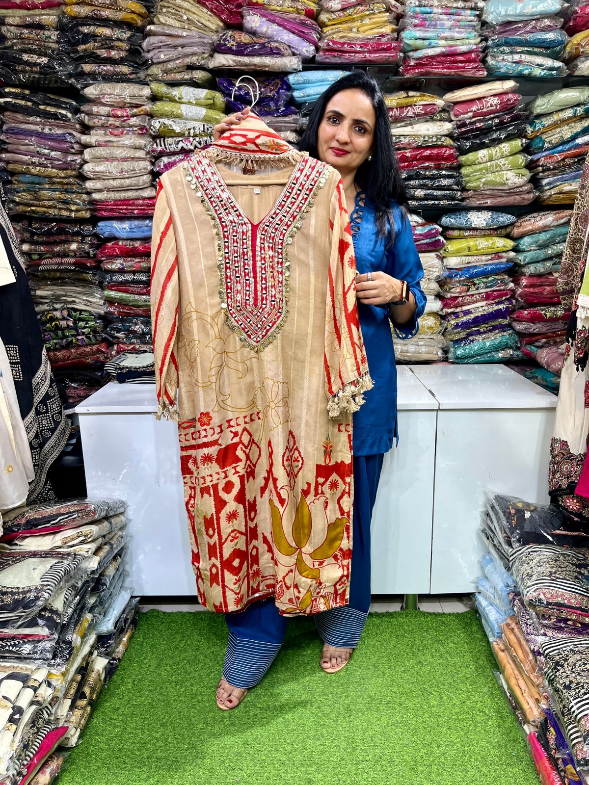 Designer Muslin Embroidered Suit Set
