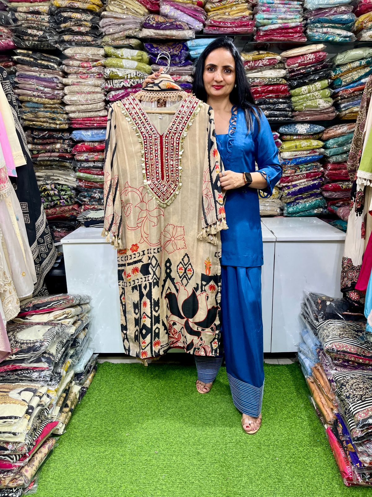 Designer Muslin Embroidered Suit Set