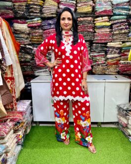 Designer Muslin Polka Suit Set