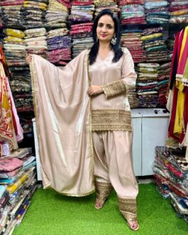Designer Zari Embroidered Farshi Suit Set