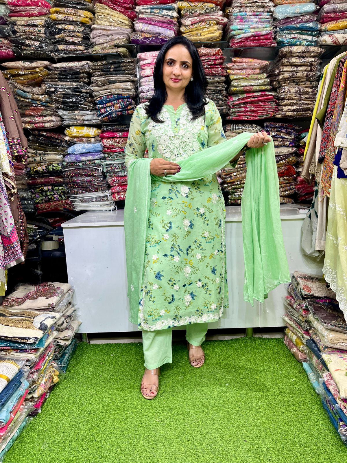 Mal Cotton Straight Suit with Aari Work