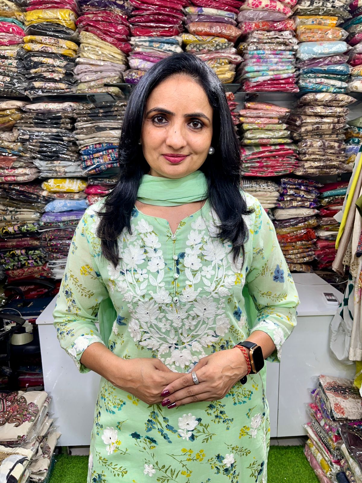 Mal Cotton Straight Suit with Aari Work