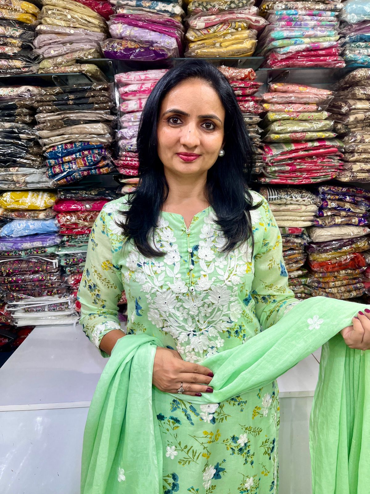 Mal Cotton Straight Suit with Aari Work
