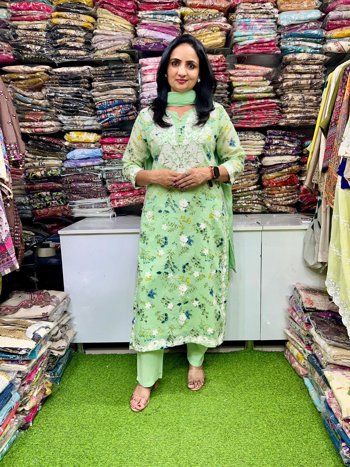 Mal Cotton Straight Suit with Aari Work