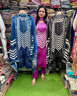 Premium Gajji Silk Embroidered Suit Set
