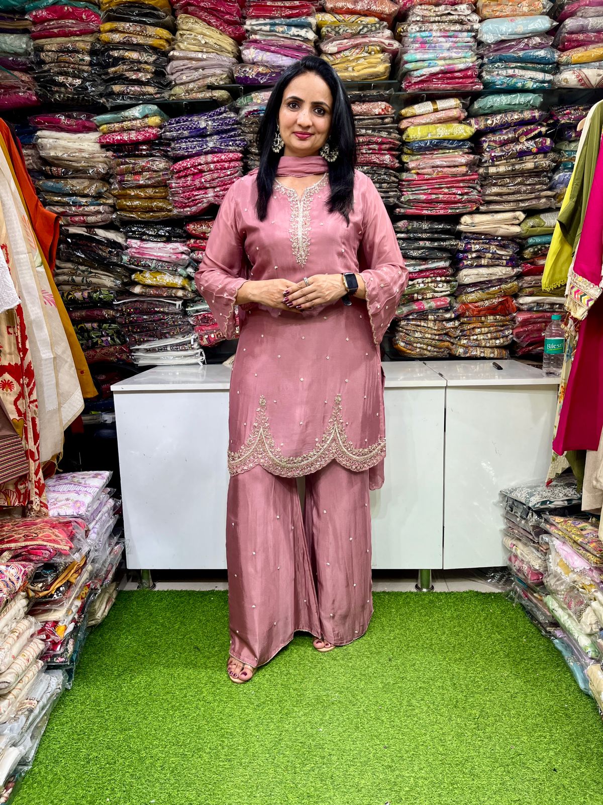 Pure Chinon designer Hand Embroidered Suit Set