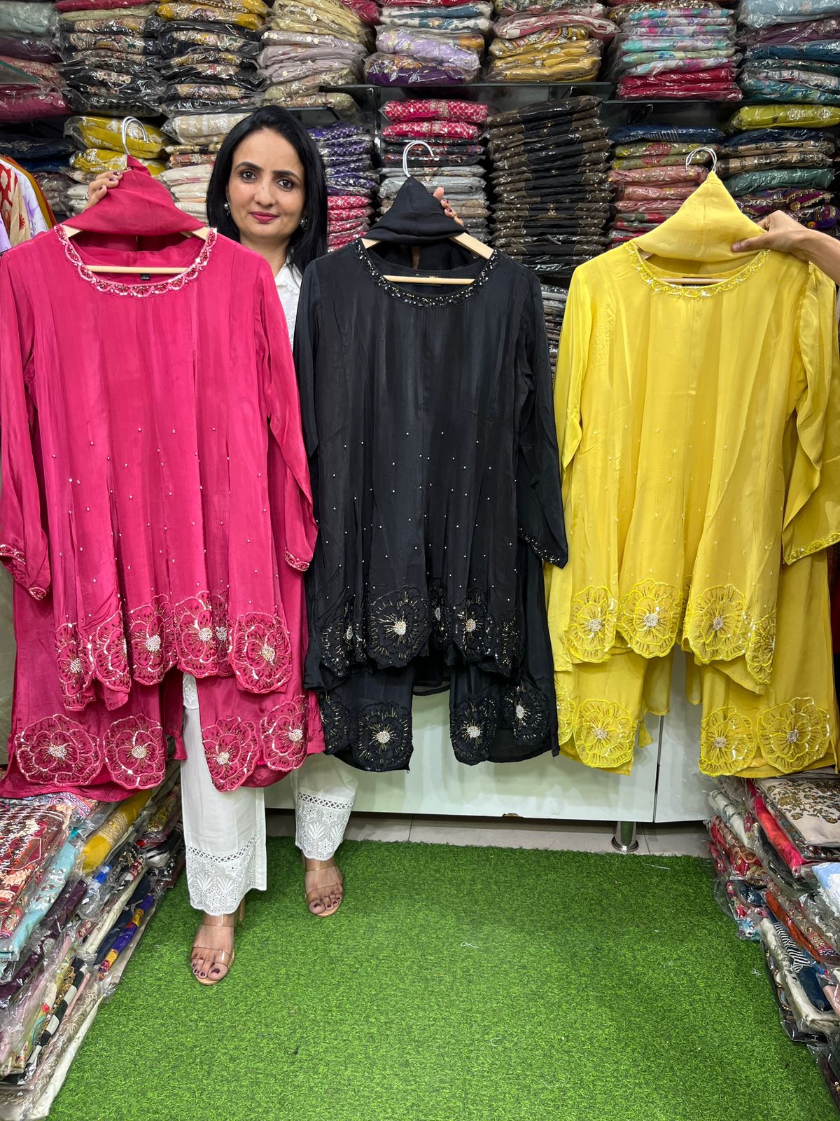 Pure Crape Designer Hand Embroidered Suit Set